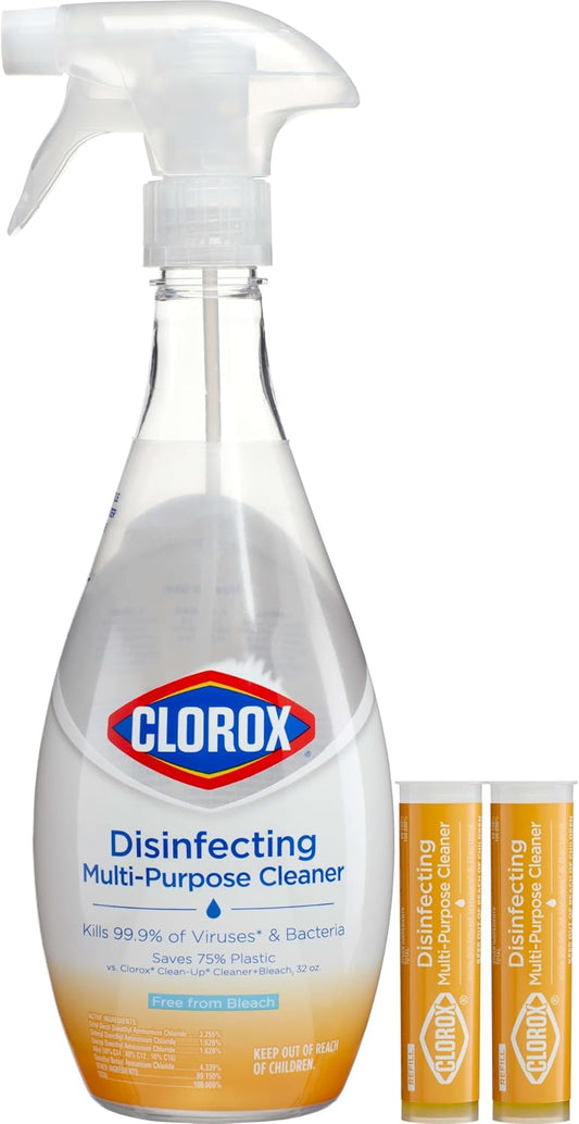 Disinfecting All-Purpose Cleaner, 32 fl. Oz., and Bathroom Cleaner, Bleach Free, Household Essentials, Cleans Dirt and Grime Off Most Surfaces and Countertops, 32 fl. oz.