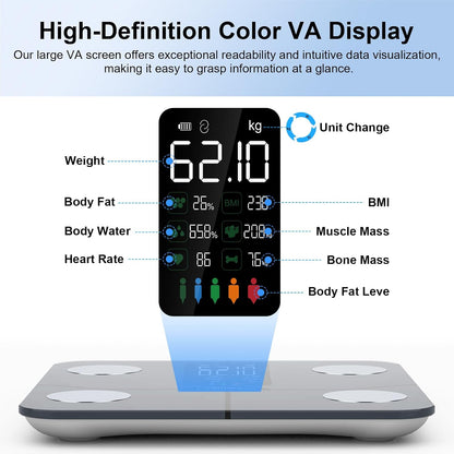 Smart Scale for Body Weight – Large Display Digital Scales with BMI, Body Fat, Muscle Mass, Professional Accurate to 0.05lb Bathroom Scales with Bluetooth APP Body Metrics