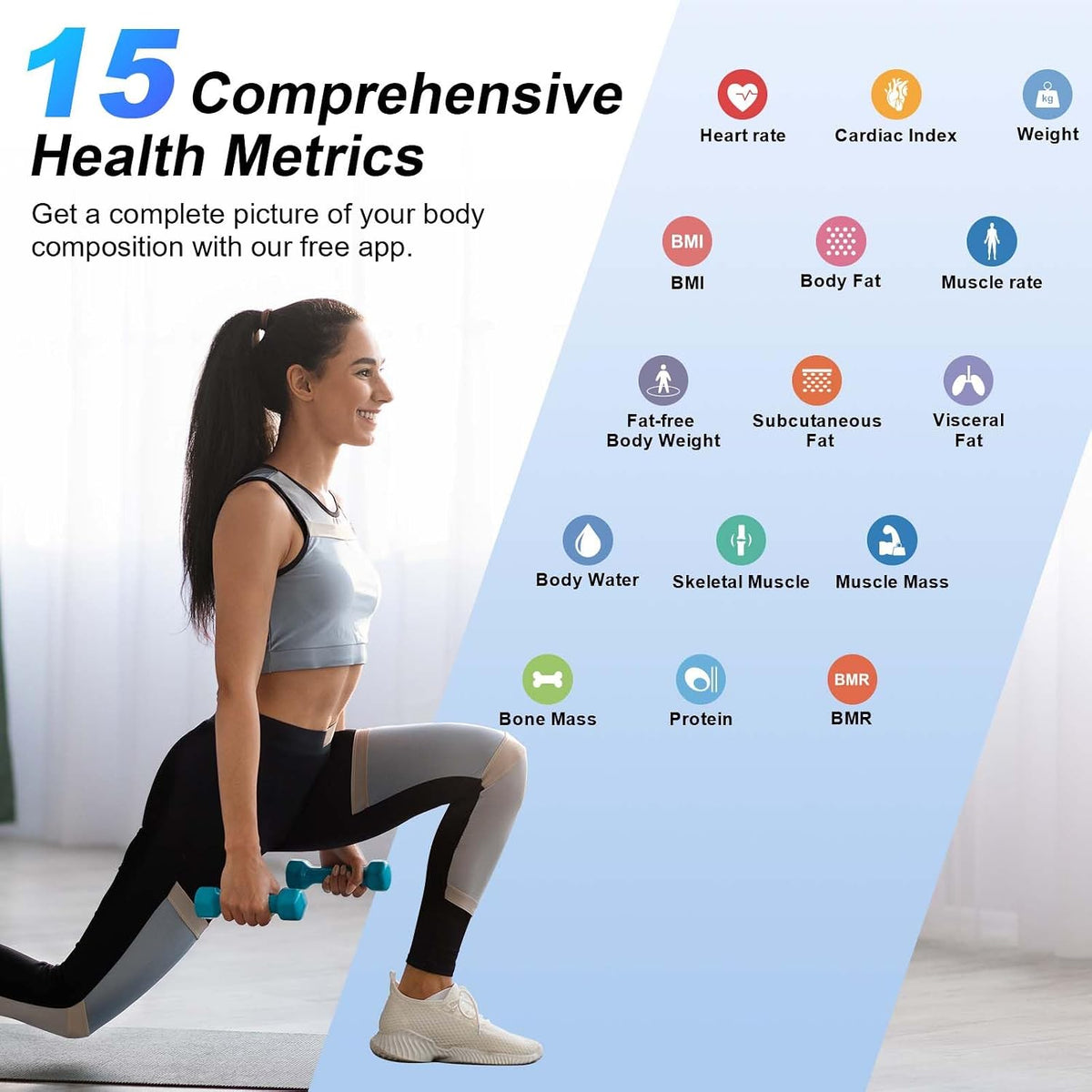 Smart Scale for Body Weight – Large Display Digital Scales with BMI, Body Fat, Muscle Mass, Professional Accurate to 0.05lb Bathroom Scales with Bluetooth APP Body Metrics