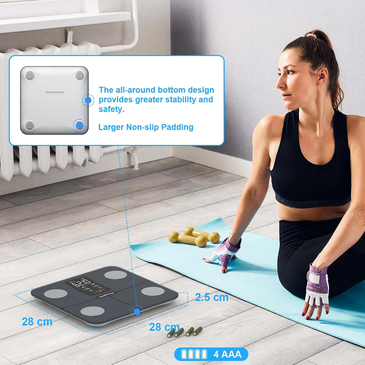 Smart Scale for Body Weight – Large Display Digital Scales with BMI, Body Fat, Muscle Mass, Professional Accurate to 0.05lb Bathroom Scales with Bluetooth APP Body Metrics