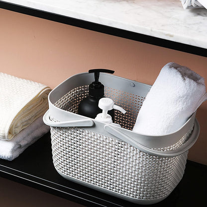 Plastic Portable Shower Caddy Basket, Storage Organizer with Handle, Grey | Bottom Drain Holes, Keep Dry, Sturdy and Durable, Easy to Carry for Bathroom, Kitchen, Dorm Room, RV, College