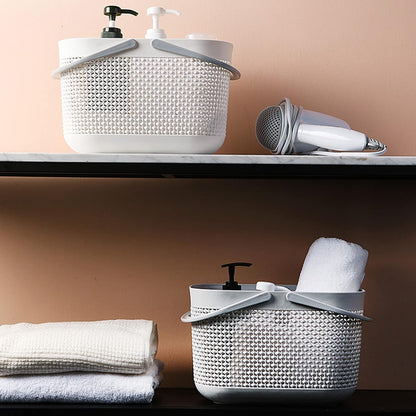 Plastic Portable Shower Caddy Basket, Storage Organizer with Handle, Grey | Bottom Drain Holes, Keep Dry, Sturdy and Durable, Easy to Carry for Bathroom, Kitchen, Dorm Room, RV, College