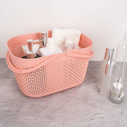 Plastic Portable Shower Caddy Basket, Storage Organizer with Handle, Grey | Bottom Drain Holes, Keep Dry, Sturdy and Durable, Easy to Carry for Bathroom, Kitchen, Dorm Room, RV, College