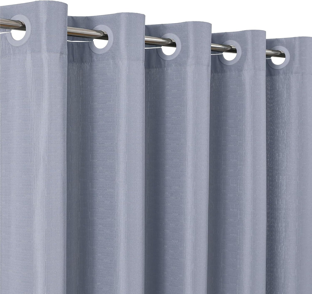No Hook Shower Curtain, Waterproof Slub Fabric, White 71x74 in