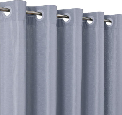 No Hook Shower Curtain, Waterproof Slub Fabric, White 71x74 in