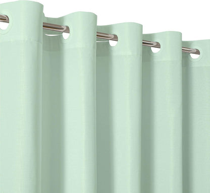 No Hook Shower Curtain, Waterproof Slub Fabric, White 71x74 in
