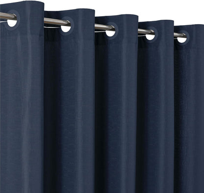 No Hook Shower Curtain, Waterproof Slub Fabric, White 71x74 in