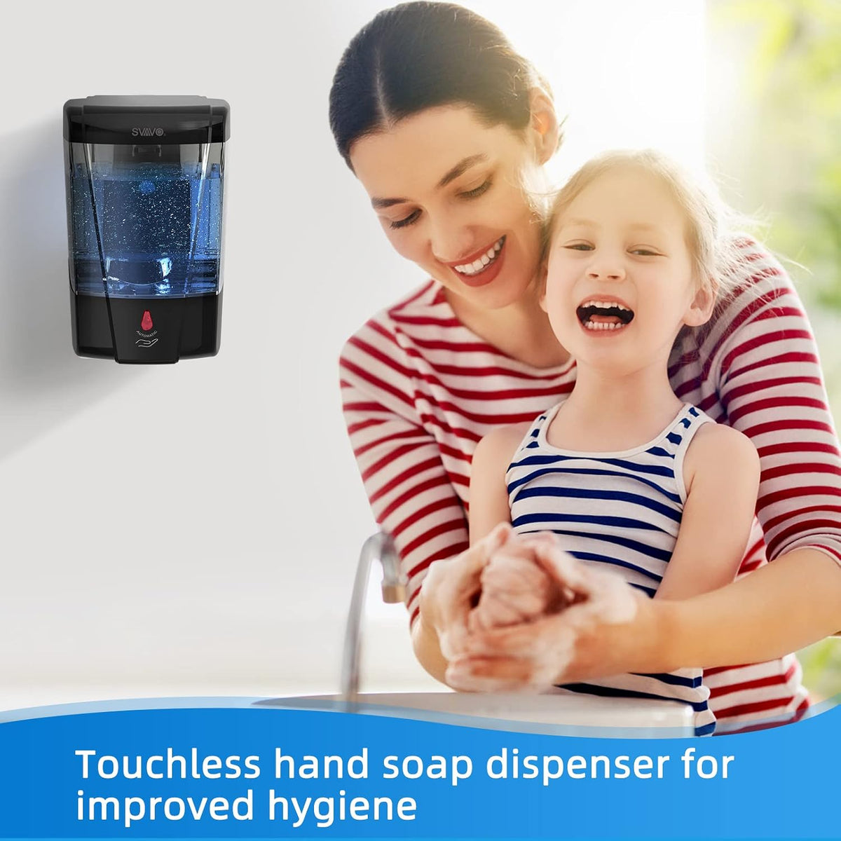 Automatic Soap Dispenser Hand Soap Dispenser Wall Mount 600m/21 fl.oz, Touchless Electric Sensor Pump Battery Operated for Offices Home Kitchen Bathroom Hotel Restaurant Commercial