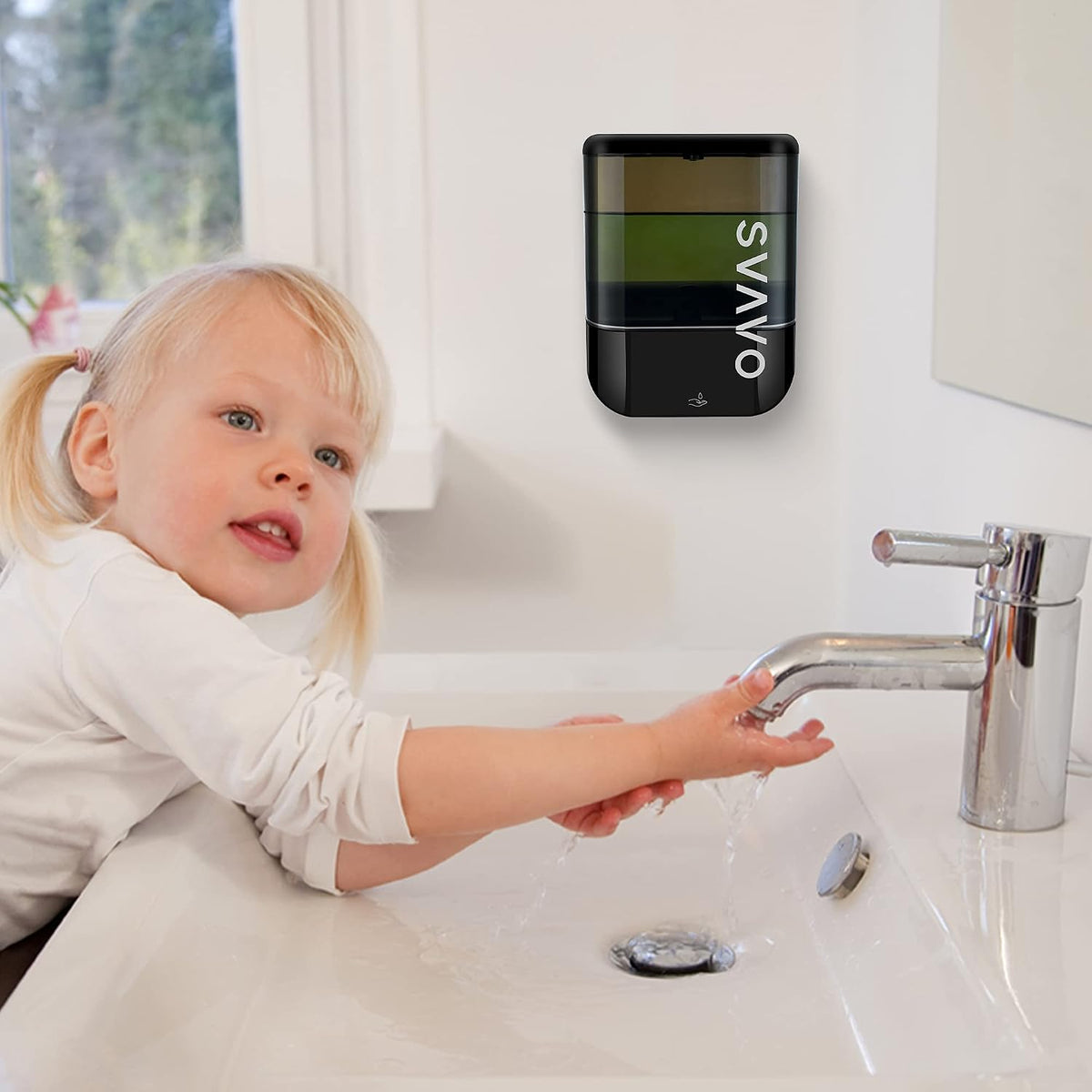 Automatic Soap Dispenser Hand Soap Dispenser Wall Mount 600m/21 fl.oz, Touchless Electric Sensor Pump Battery Operated for Offices Home Kitchen Bathroom Hotel Restaurant Commercial