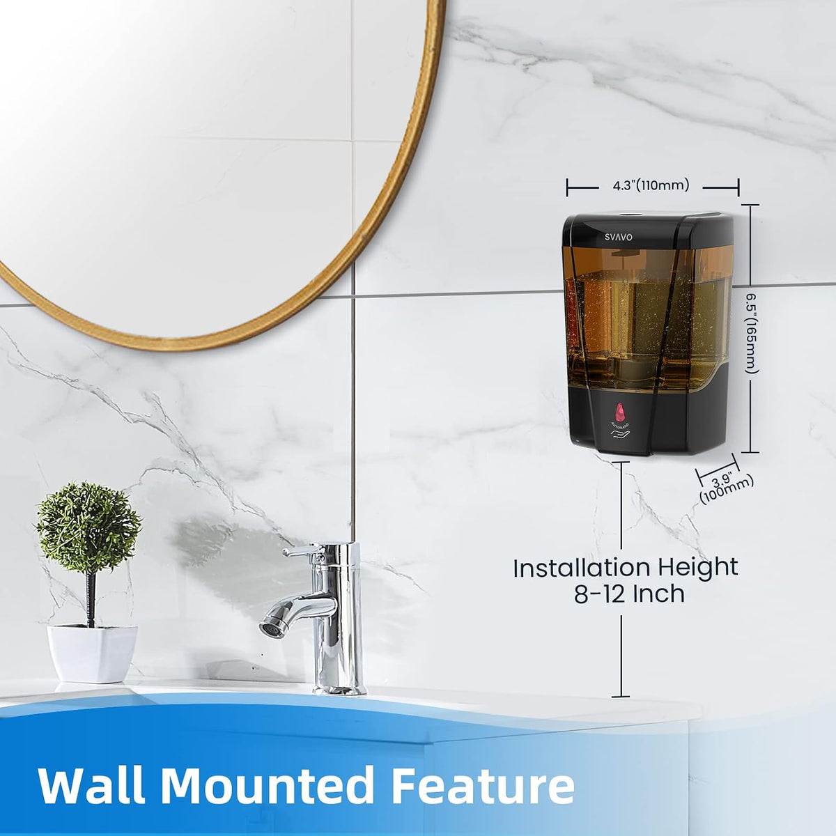 Automatic Soap Dispenser Hand Soap Dispenser Wall Mount 600m/21 fl.oz, Touchless Electric Sensor Pump Battery Operated for Offices Home Kitchen Bathroom Hotel Restaurant Commercial