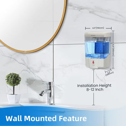 Automatic Soap Dispenser Hand Soap Dispenser Wall Mount 600m/21 fl.oz, Touchless Electric Sensor Pump Battery Operated for Offices Home Kitchen Bathroom Hotel Restaurant Commercial