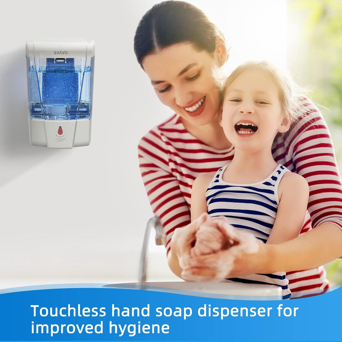 Automatic Soap Dispenser Hand Soap Dispenser Wall Mount 600m/21 fl.oz, Touchless Electric Sensor Pump Battery Operated for Offices Home Kitchen Bathroom Hotel Restaurant Commercial