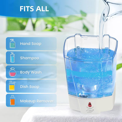 Automatic Soap Dispenser Hand Soap Dispenser Wall Mount 600m/21 fl.oz, Touchless Electric Sensor Pump Battery Operated for Offices Home Kitchen Bathroom Hotel Restaurant Commercial