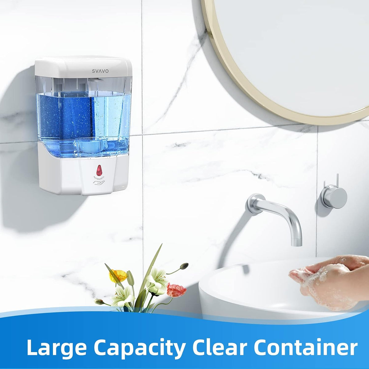 Automatic Soap Dispenser Hand Soap Dispenser Wall Mount 600m/21 fl.oz, Touchless Electric Sensor Pump Battery Operated for Offices Home Kitchen Bathroom Hotel Restaurant Commercial