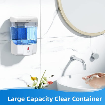 Automatic Soap Dispenser Hand Soap Dispenser Wall Mount 600m/21 fl.oz, Touchless Electric Sensor Pump Battery Operated for Offices Home Kitchen Bathroom Hotel Restaurant Commercial