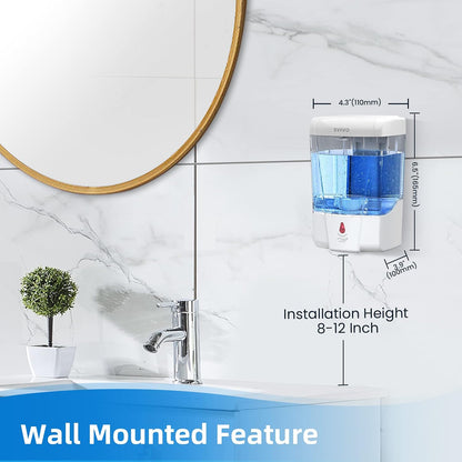 Automatic Soap Dispenser Hand Soap Dispenser Wall Mount 600m/21 fl.oz, Touchless Electric Sensor Pump Battery Operated for Offices Home Kitchen Bathroom Hotel Restaurant Commercial