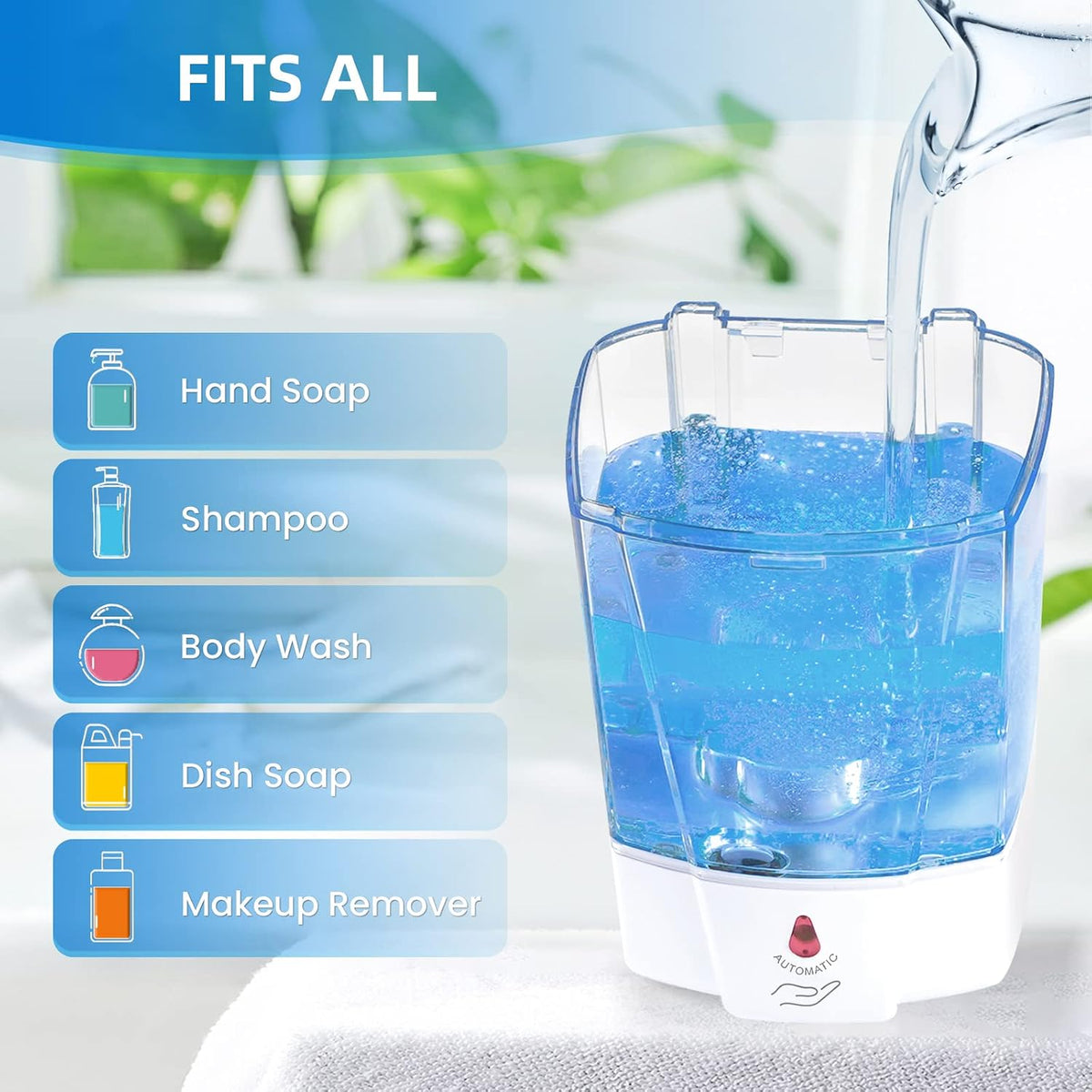 Automatic Soap Dispenser Hand Soap Dispenser Wall Mount 600m/21 fl.oz, Touchless Electric Sensor Pump Battery Operated for Offices Home Kitchen Bathroom Hotel Restaurant Commercial