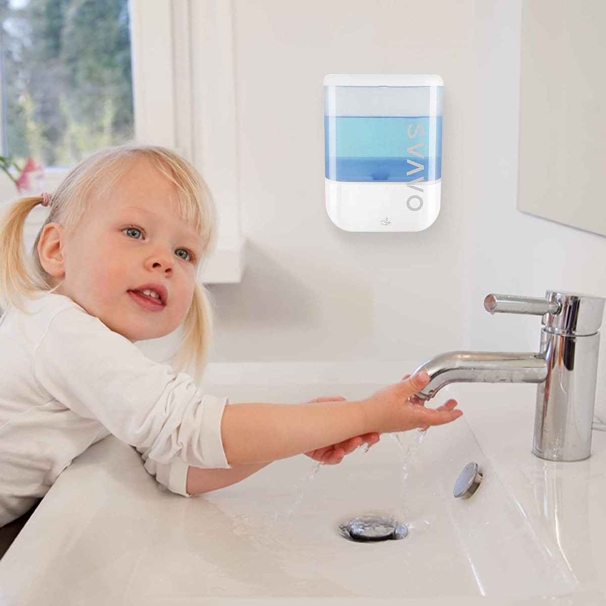 Automatic Soap Dispenser Hand Soap Dispenser Wall Mount 600m/21 fl.oz, Touchless Electric Sensor Pump Battery Operated for Offices Home Kitchen Bathroom Hotel Restaurant Commercial