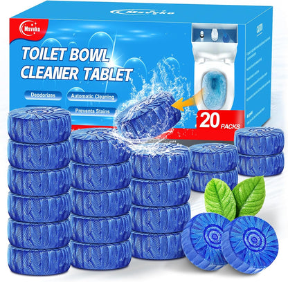 Toilet Bowl Cleaner Tablets 40 Pcs, Septic Safe Automatic Toilet Tank Cleaner with Sustained-Release Technology, Powerful Long-Lasting Blue Tabs for Bathroom Stain Remover & Deodorizer