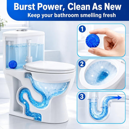 Toilet Bowl Cleaner Tablets 40 Pcs, Septic Safe Automatic Toilet Tank Cleaner with Sustained-Release Technology, Powerful Long-Lasting Blue Tabs for Bathroom Stain Remover & Deodorizer