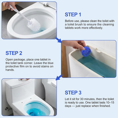 Toilet Bowl Cleaner Tablets 40 Pcs, Septic Safe Automatic Toilet Tank Cleaner with Sustained-Release Technology, Powerful Long-Lasting Blue Tabs for Bathroom Stain Remover & Deodorizer