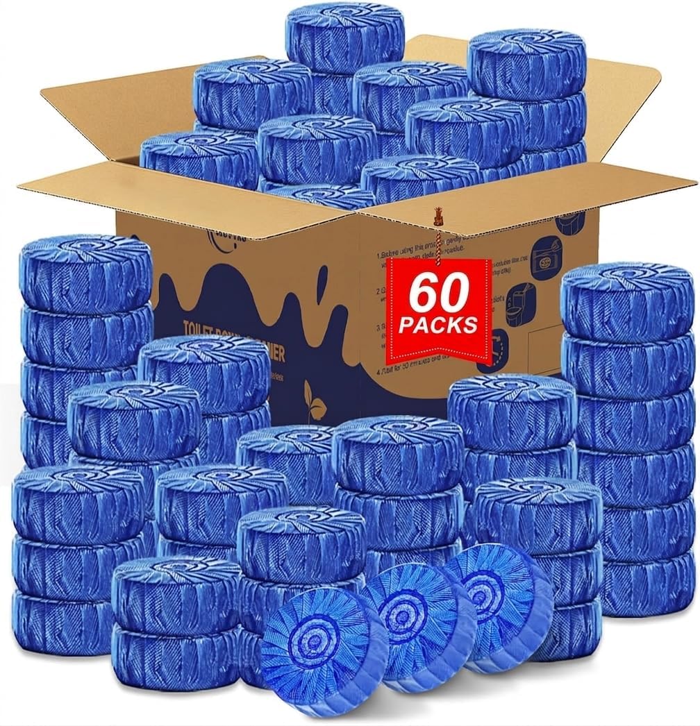 Toilet Bowl Cleaner Tablets 40 Pcs, Septic Safe Automatic Toilet Tank Cleaner with Sustained-Release Technology, Powerful Long-Lasting Blue Tabs for Bathroom Stain Remover & Deodorizer