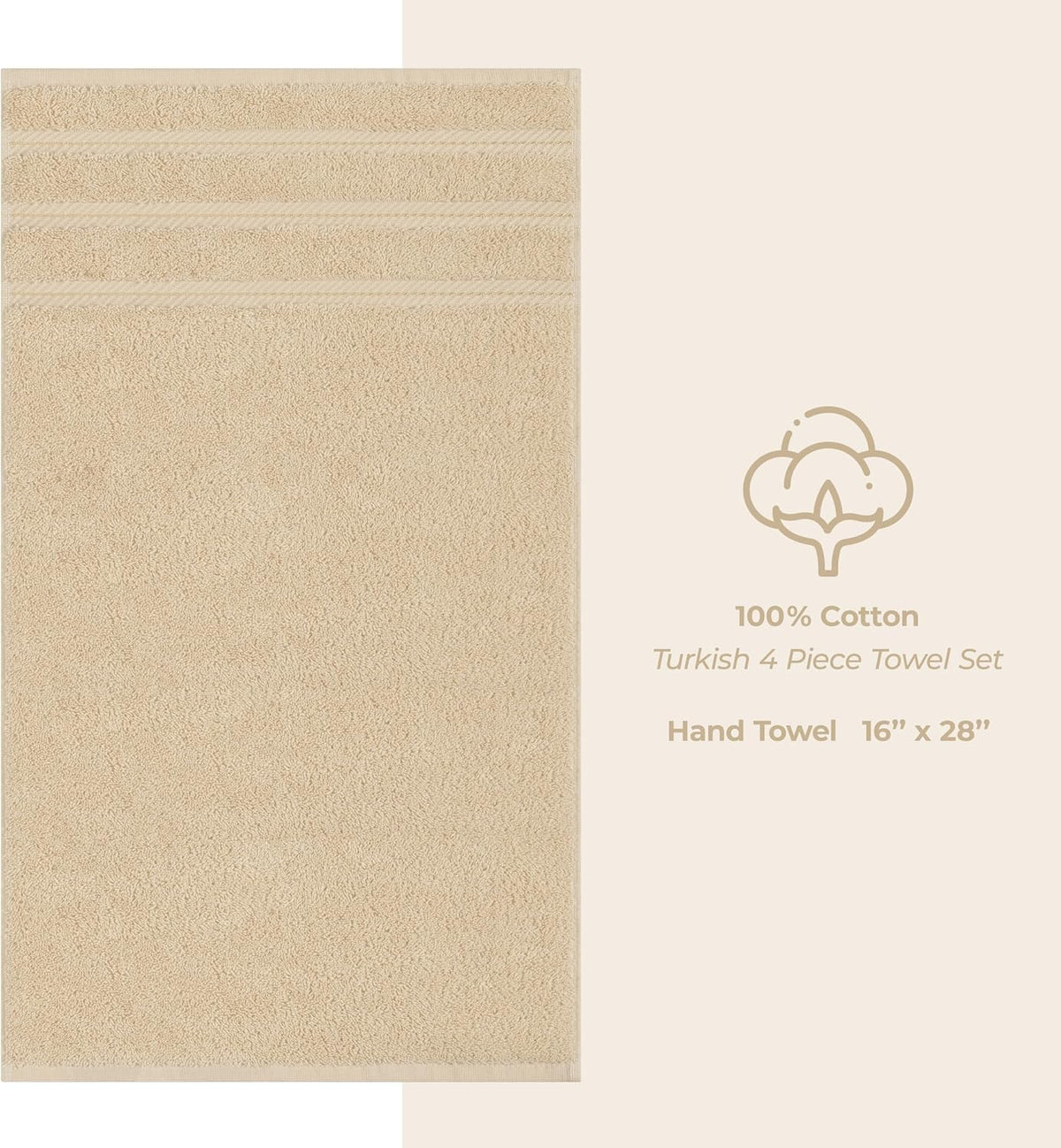 100% Cotton Luxury Turkish Towels, 4 PC Bath Towel Set