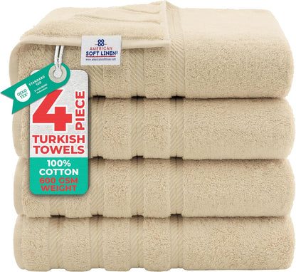 100% Cotton Luxury Turkish Towels, 4 PC Bath Towel Set