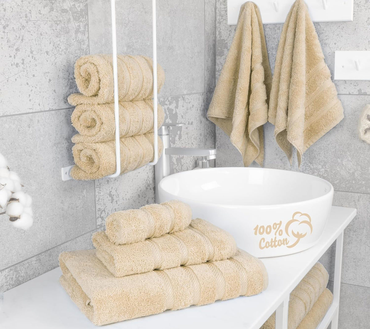 100% Cotton Luxury Turkish Towels, 4 PC Bath Towel Set