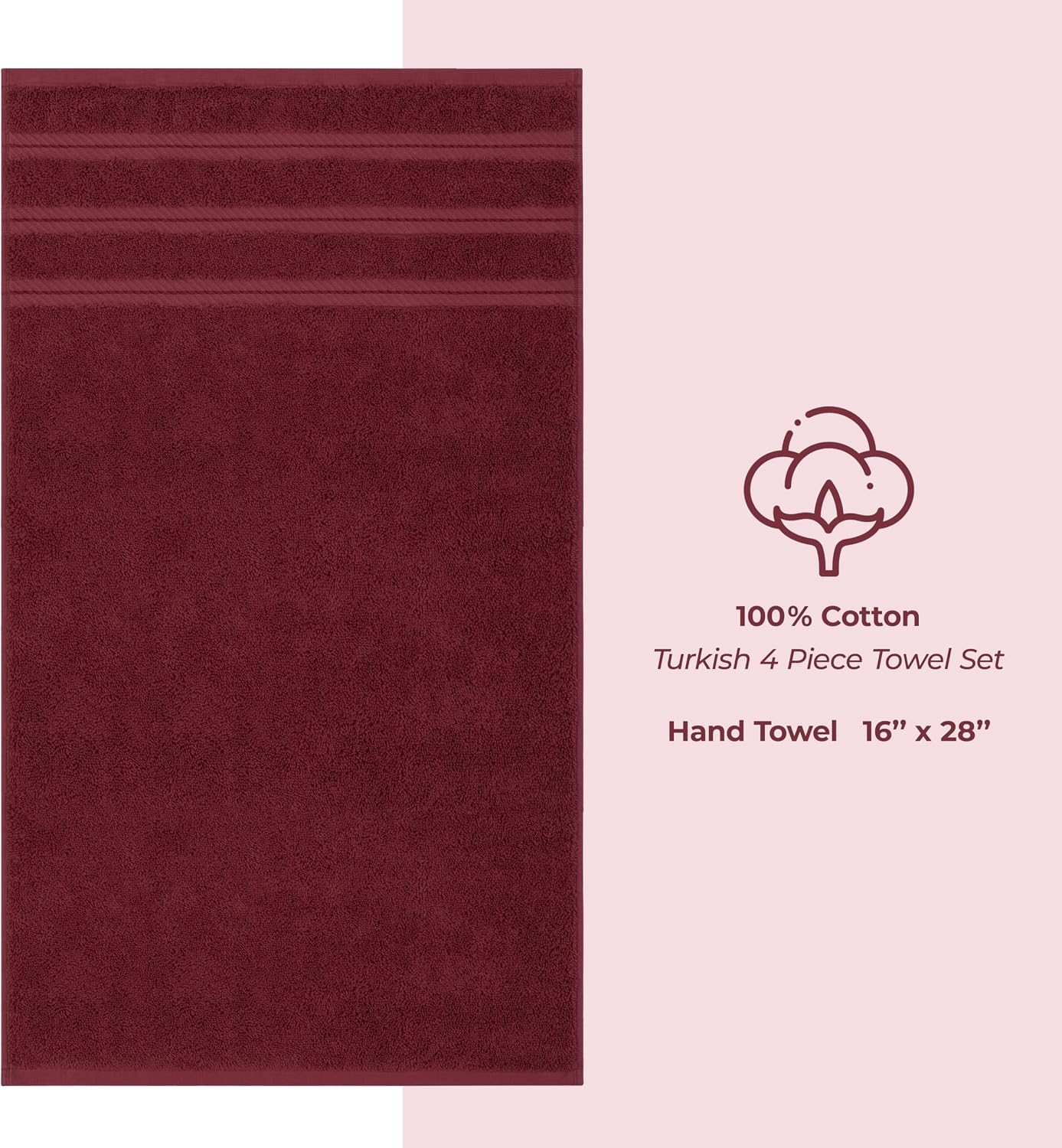 100% Cotton Luxury Turkish Towels, 4 PC Bath Towel Set