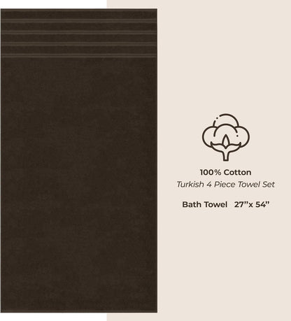 100% Cotton Luxury Turkish Towels, 4 PC Bath Towel Set