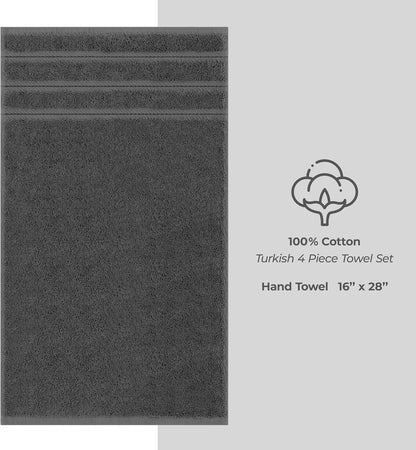 100% Cotton Luxury Turkish Towels, 4 PC Bath Towel Set