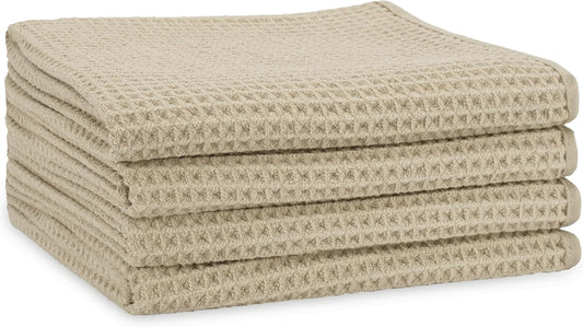 . Aura Waffle Hand Towels, 4 Pack, 16" x 30", Grey