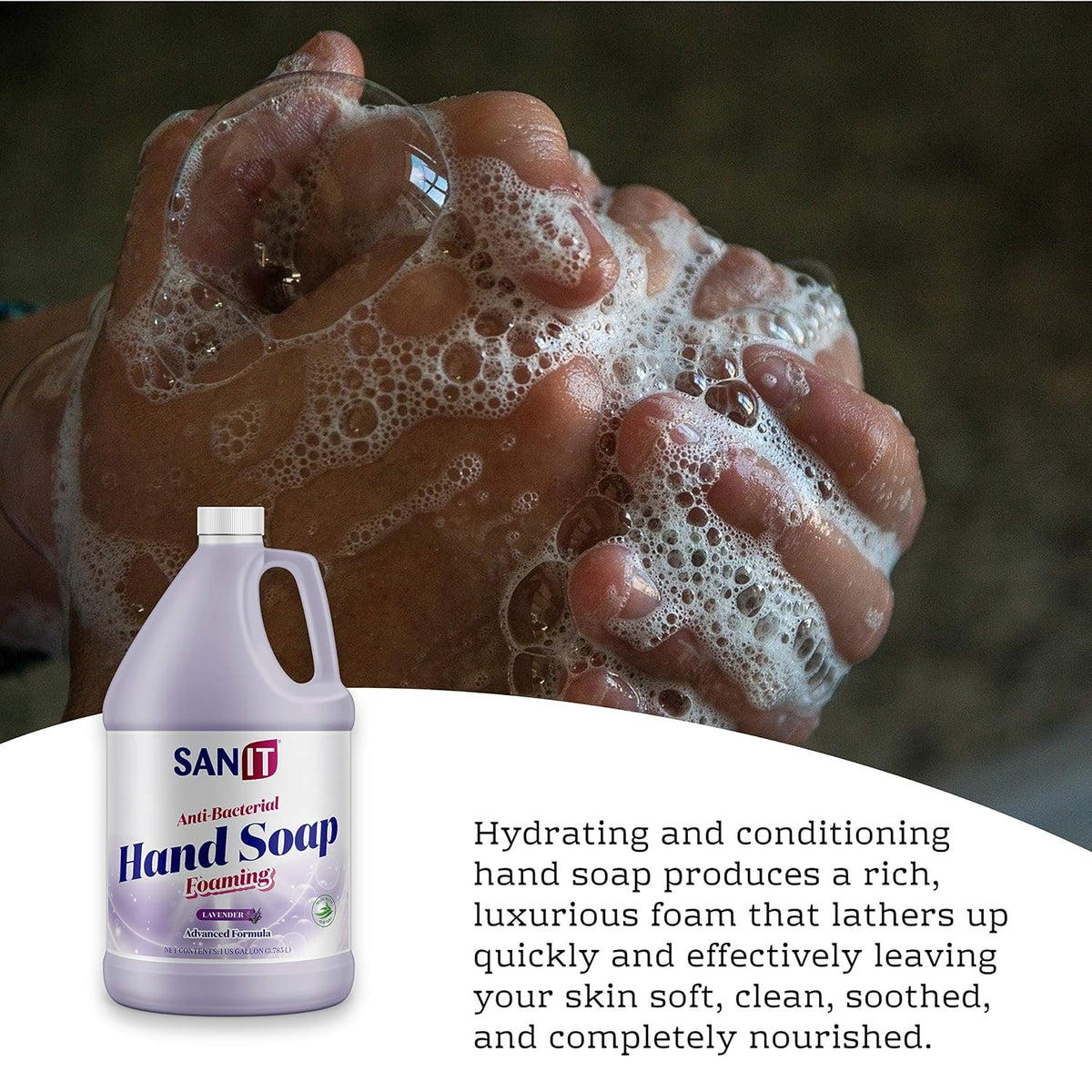 Antibacterial Foaming Hand Soap Refill - Advanced Formula with Aloe Vera and Moisturizers - All-Natural Moisturizing Hand Wash - Made in USA, Lavender, 1 Gallon