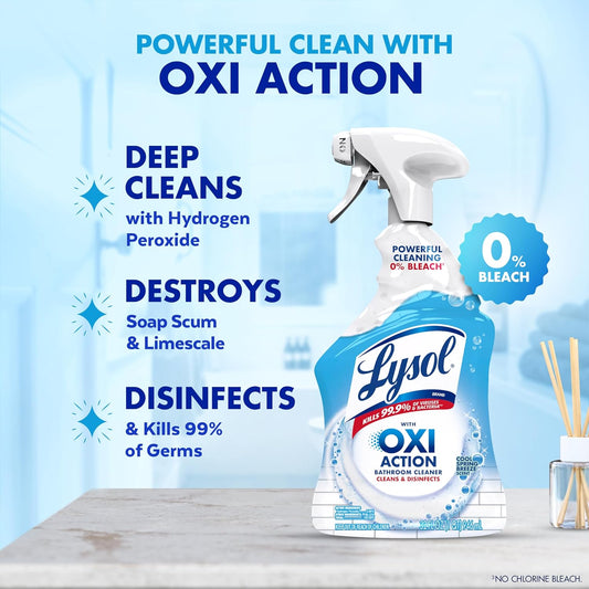 Power Foaming Bathroom Cleaner, Multipurpose Cleaner for Showers, Bathtubs, Sinks, Disinfectant Spray Kills 99.9% of Germs, Zero Bleach Cleaning Spray, 32 Oz.