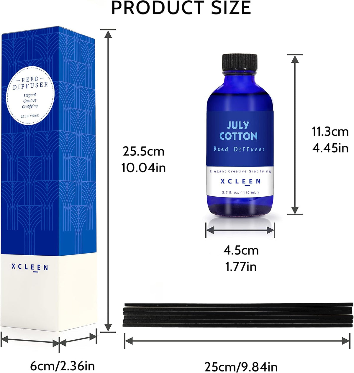 Reed Diffusers Set, 3.7 Oz Scent Diffuser, 6 Reed Diffuser Sticks, Home Fragrance Hyacinth, Peony & Citrus, Aromatherapy Oil Diffuser Reeds, More Masculine Scent, Bathroom & Office Decor 110ml
