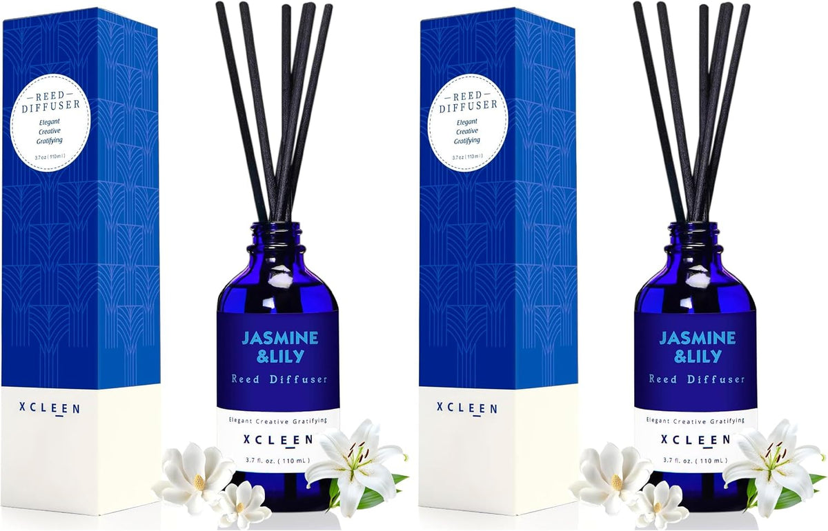 Reed Diffusers Set, 3.7 Oz Scent Diffuser, 6 Reed Diffuser Sticks, Home Fragrance Hyacinth, Peony & Citrus, Aromatherapy Oil Diffuser Reeds, More Masculine Scent, Bathroom & Office Decor 110ml