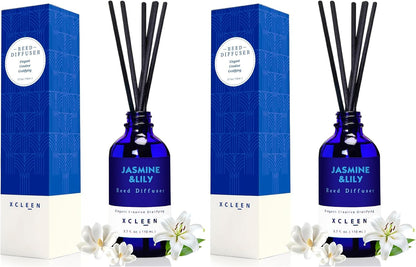 Reed Diffusers Set, 3.7 Oz Scent Diffuser, 6 Reed Diffuser Sticks, Home Fragrance Hyacinth, Peony & Citrus, Aromatherapy Oil Diffuser Reeds, More Masculine Scent, Bathroom & Office Decor 110ml