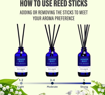 Reed Diffusers Set, 3.7 Oz Scent Diffuser, 6 Reed Diffuser Sticks, Home Fragrance Hyacinth, Peony & Citrus, Aromatherapy Oil Diffuser Reeds, More Masculine Scent, Bathroom & Office Decor 110ml