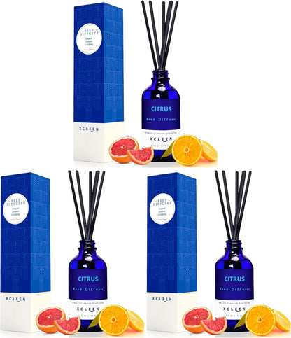 Reed Diffusers Set, 3.7 Oz Scent Diffuser, 6 Reed Diffuser Sticks, Home Fragrance Hyacinth, Peony & Citrus, Aromatherapy Oil Diffuser Reeds, More Masculine Scent, Bathroom & Office Decor 110ml