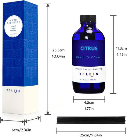 Reed Diffusers Set, 3.7 Oz Scent Diffuser, 6 Reed Diffuser Sticks, Home Fragrance Hyacinth, Peony & Citrus, Aromatherapy Oil Diffuser Reeds, More Masculine Scent, Bathroom & Office Decor 110ml