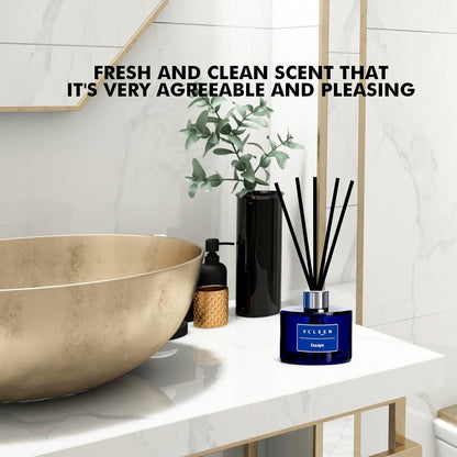 Reed Diffusers Set, 3.7 Oz Scent Diffuser, 6 Reed Diffuser Sticks, Home Fragrance Hyacinth, Peony & Citrus, Aromatherapy Oil Diffuser Reeds, More Masculine Scent, Bathroom & Office Decor 110ml
