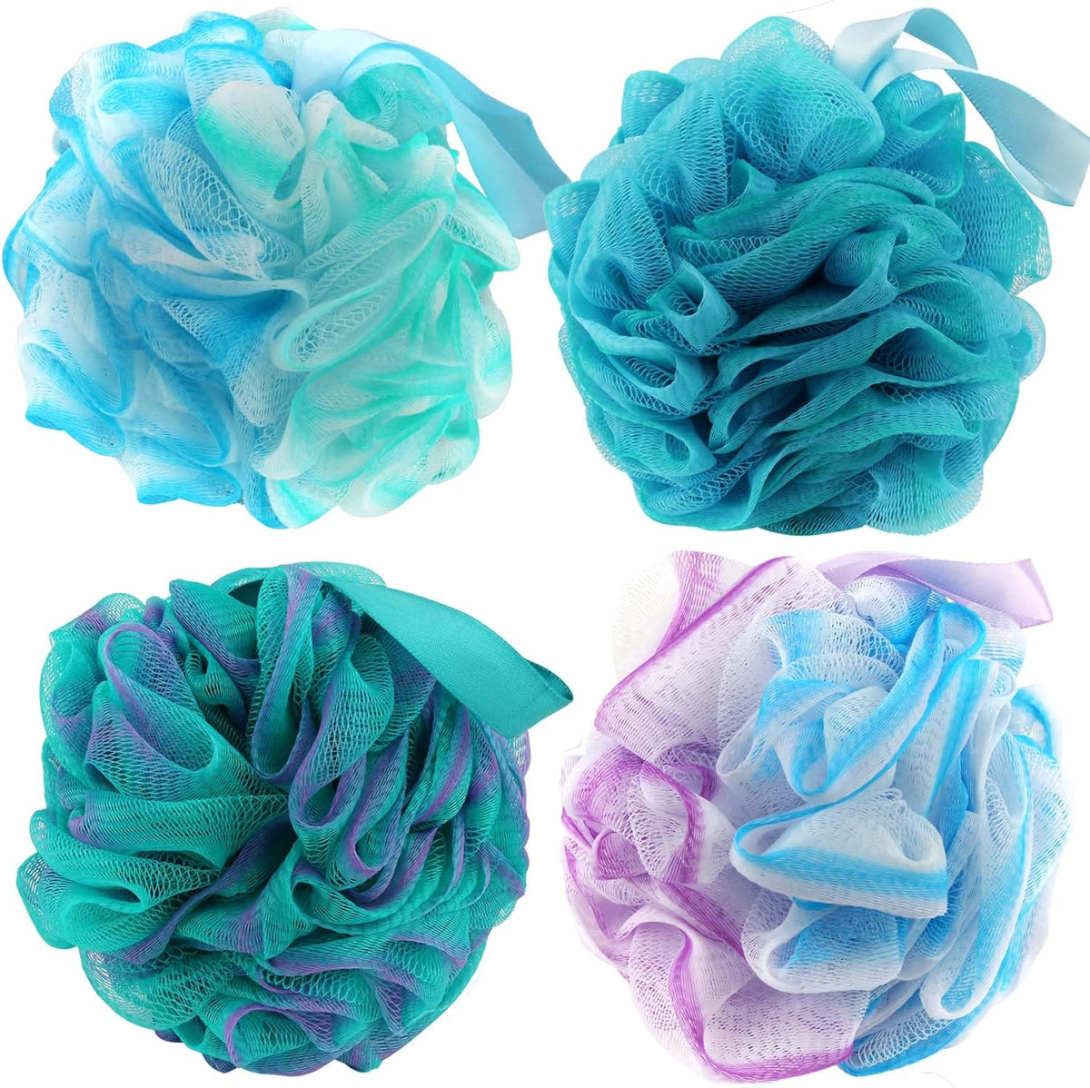 Bath Loofah Sponges 70 Grams Large Size,4 Pack Shower Sponge | Exfoliating Cleaning Bath Loofa Body Scrubber Balls for Women Men Children Washing
