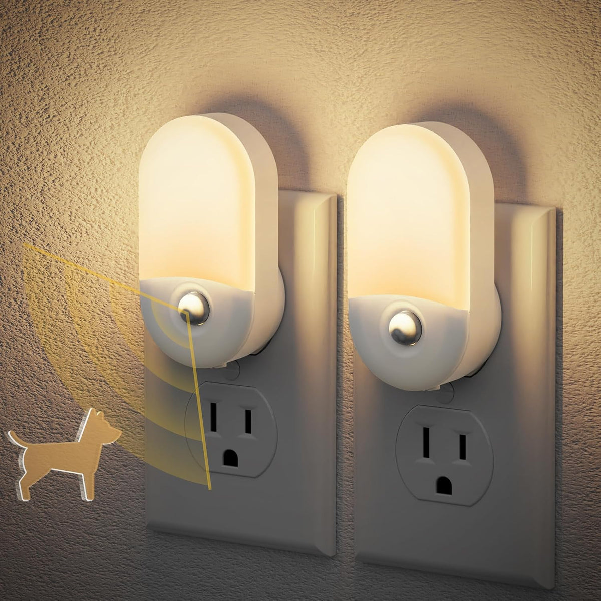 Motion Sensor Night Light, Night Lights Plug into wall | Motion Activated Night Lights, 3000K Warm White, Dusk to Dawn Sensor Dimmable Night light for Kids Bedroom Bathroom Hallway