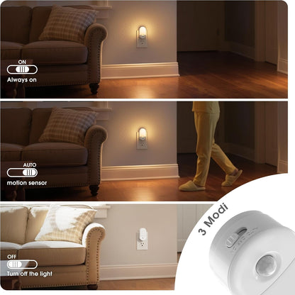 Motion Sensor Night Light, Night Lights Plug into wall | Motion Activated Night Lights, 3000K Warm White, Dusk to Dawn Sensor Dimmable Night light for Kids Bedroom Bathroom Hallway