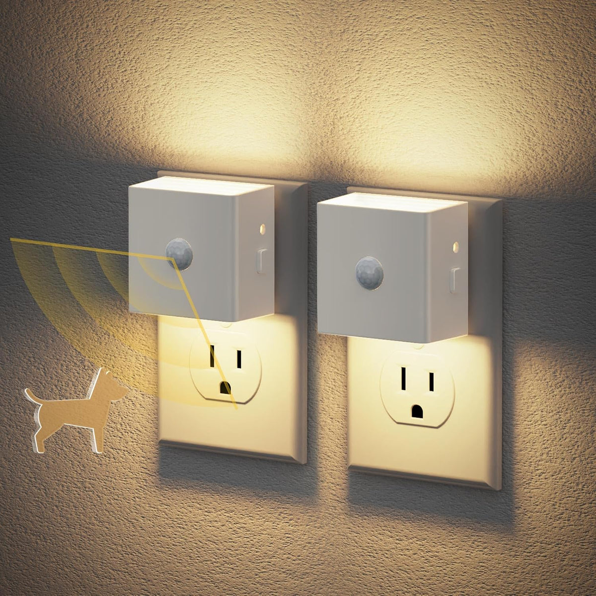 Motion Sensor Night Light, Night Lights Plug into wall | Motion Activated Night Lights, 3000K Warm White, Dusk to Dawn Sensor Dimmable Night light for Kids Bedroom Bathroom Hallway