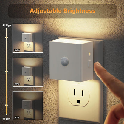 Motion Sensor Night Light, Night Lights Plug into wall | Motion Activated Night Lights, 3000K Warm White, Dusk to Dawn Sensor Dimmable Night light for Kids Bedroom Bathroom Hallway
