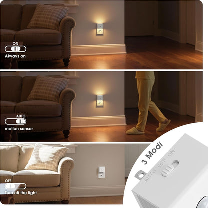 Motion Sensor Night Light, Night Lights Plug into wall | Motion Activated Night Lights, 3000K Warm White, Dusk to Dawn Sensor Dimmable Night light for Kids Bedroom Bathroom Hallway