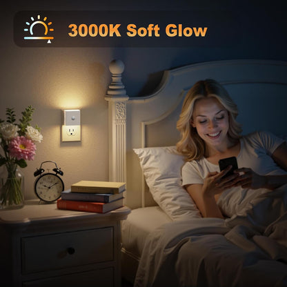 Motion Sensor Night Light, Night Lights Plug into wall | Motion Activated Night Lights, 3000K Warm White, Dusk to Dawn Sensor Dimmable Night light for Kids Bedroom Bathroom Hallway