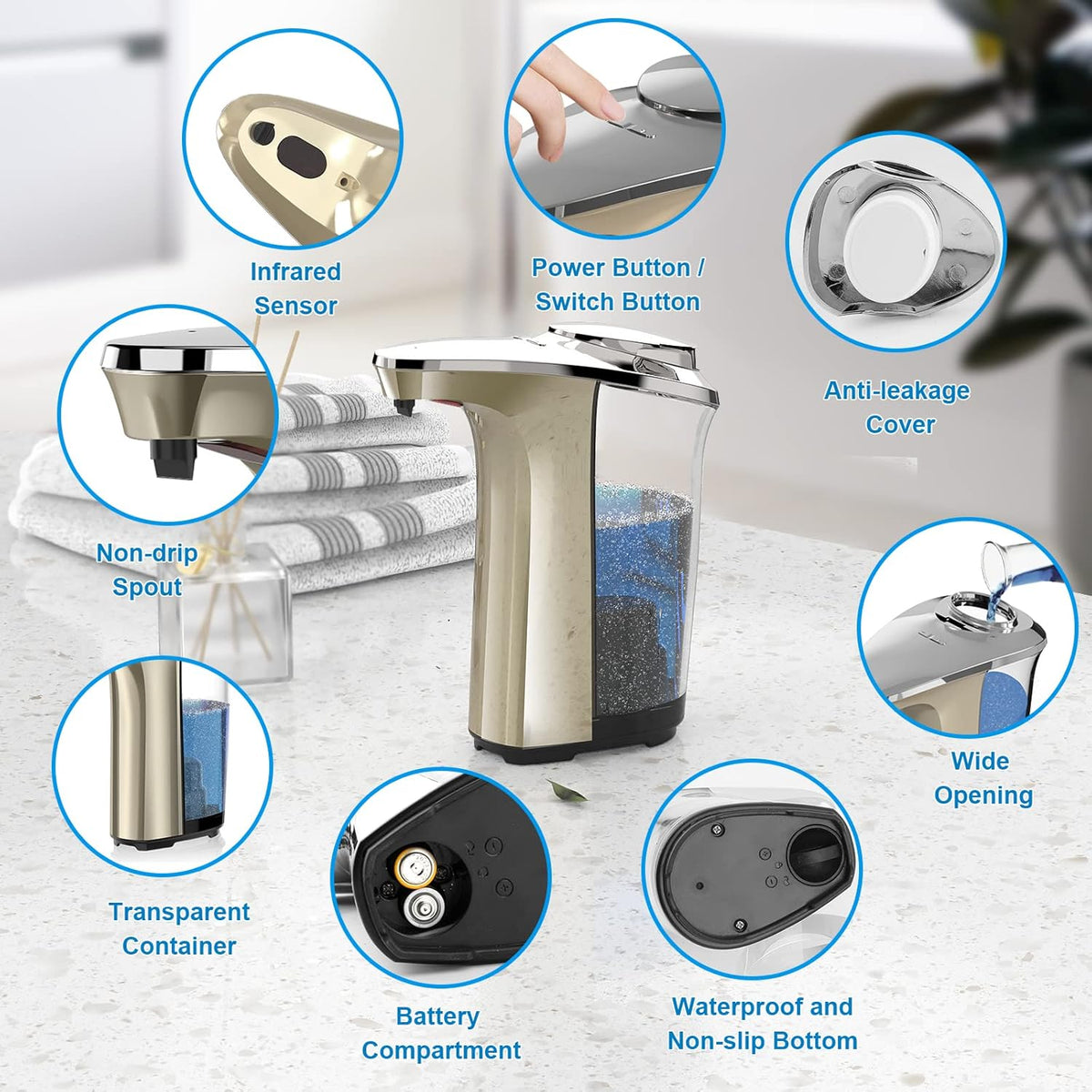 Automatic Soap Dispenser, 17oz Touchless Liquid Dish Soap Dispenser Kitchen